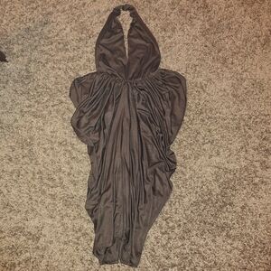 Women's Vintage Black Open Back Low Cut Wide Hip Style Dress Asymmetrical Size M